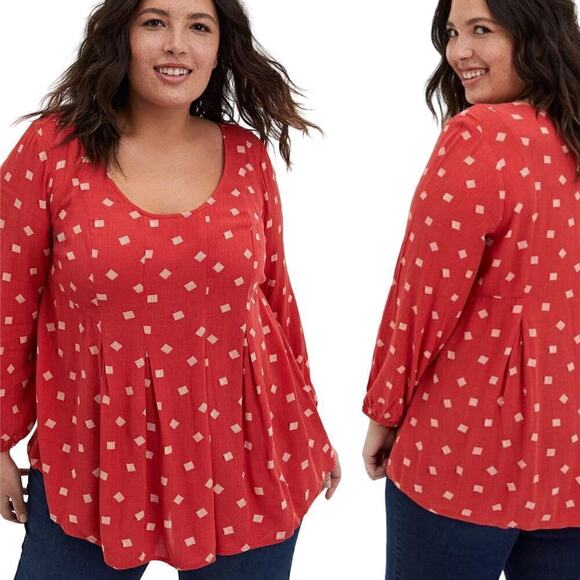 Torrid Fit And Flare Crinkle Gauze Babydoll Pleated Flare Blouse Size 2X - Picture 1 of 8